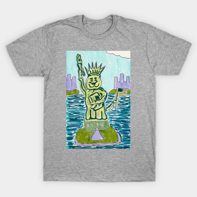 Statue of Kitty Liberty T-Shirt by ConidiArt